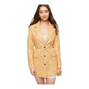 Forever 21 Faux Leather belted blazer in ivory